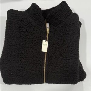 Aerie Black Fleece Jacket with Gold Zipper